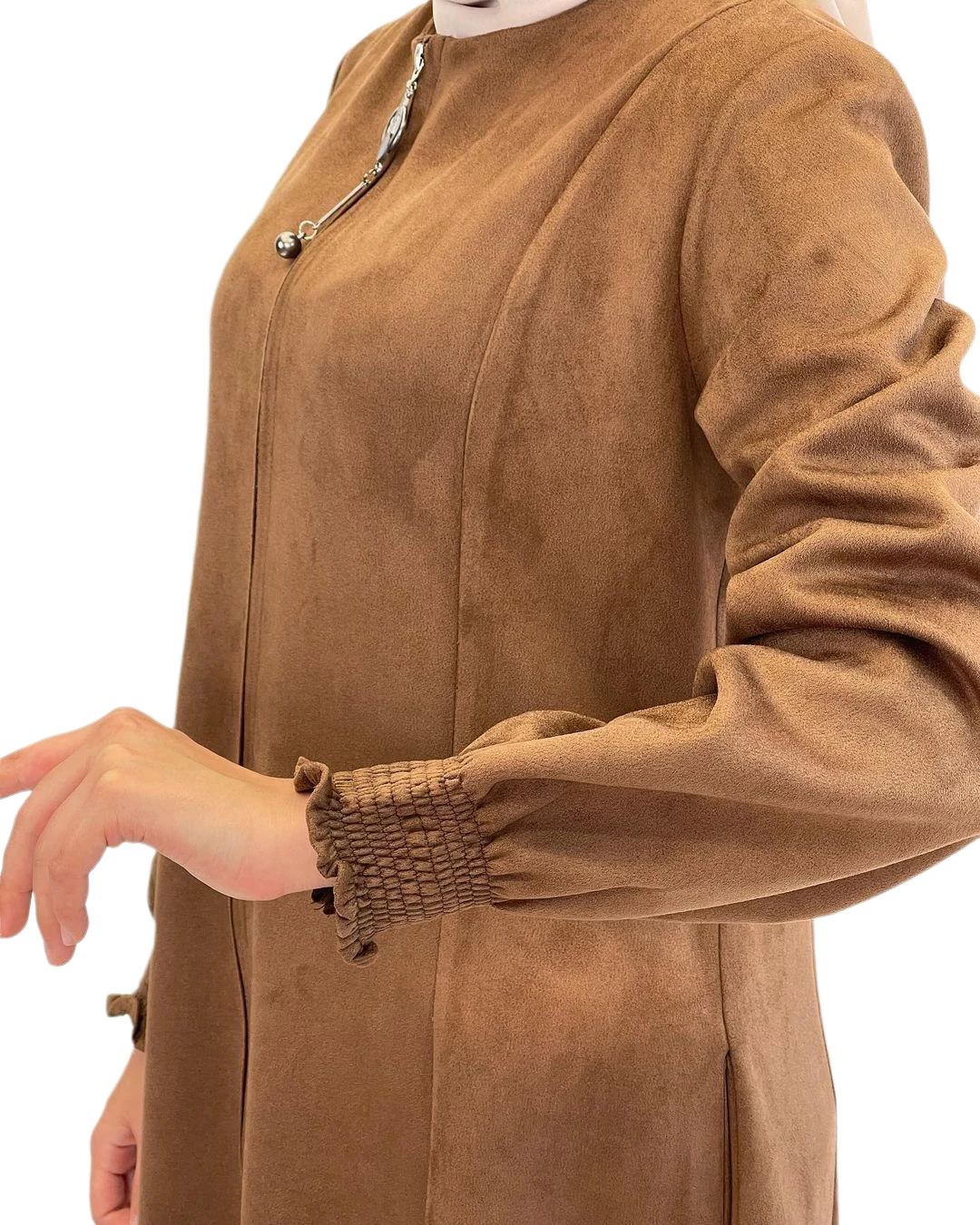Muslim Abaya Islamic Hijab Fashion Clothing Suede Fabric Piece Pattern Pockets Winter For Ferace
