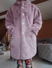 Coat Hooded Long-Fur-Coat Faux-Rabbit-Fur Winter Women Thick New Warm Loose Female Large-Size