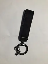 QOONG de alta calidad de regalo de cuero de gamuza llavero de cuero genuino creativo para hombre llavero de Metal llavero láser personalización