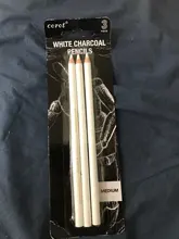 Corot-lápiz de carbón blanco para bocetos, lápiz estándar para bocetos, lápices de dibujo, suministros de pintura de arte, 3 uds.