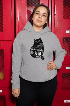 

Angemiel Wear İnterrogate The Cat Gray Women 'S Hooded Sweatshirt