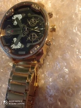 XFCS-reloj grande de acero dorado para hombre, de cuarzo, informal, con doble horario, Militar