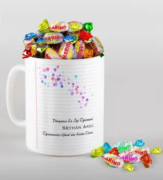 

Personalized World Best Öğretmeni Mug and Haribo Candy Gift Seti-28