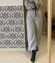 Wide Leg-Trousers Tracksuit-Pants Joggers Grey Women Clothing Y2k High-Waist Korean Fashion