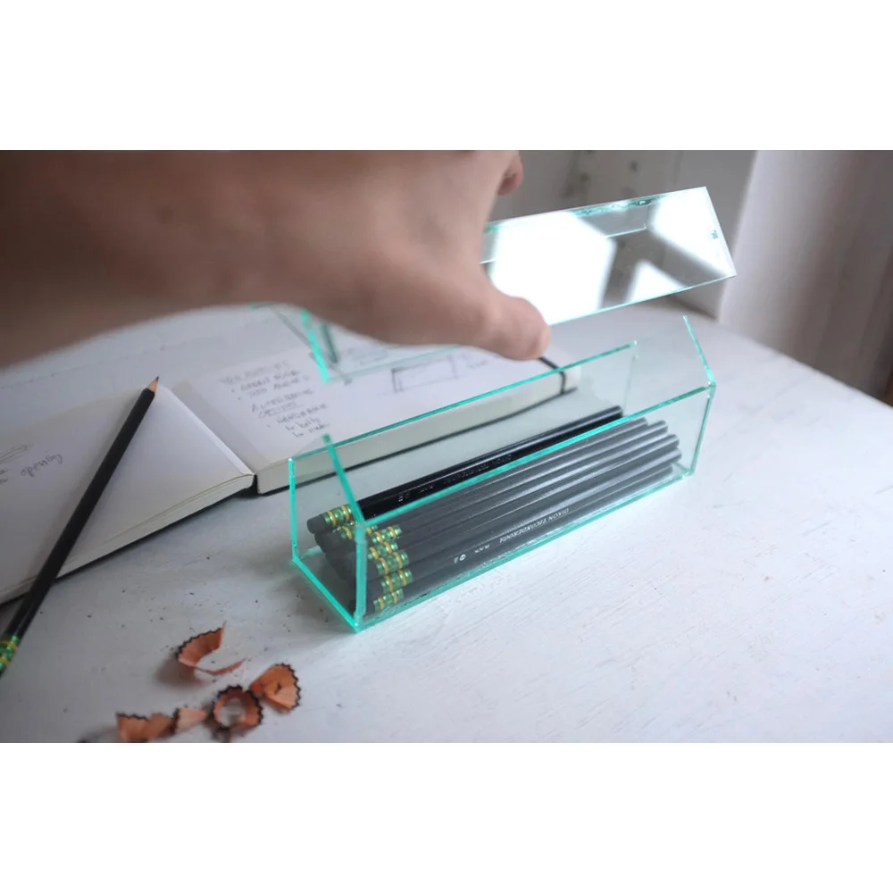 

Acrylic Pencil Box Trasparent House Shape Removable Roof Desk Organization Simple Modern Box Storage