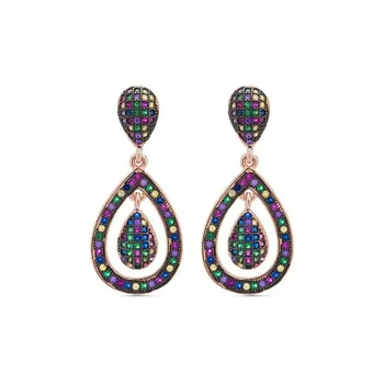 

Silver earrings Pink DATINE Drop Swing Zircons Multicolour LUXENTER
