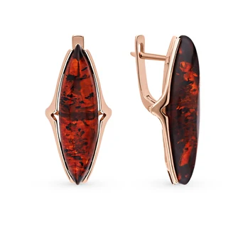 

Silver earrings with amber sunlight sample 925