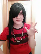 QQXCAIW largo recto del Partido de Cosplay negro 40 100 Cm pelucas de pelo sintético