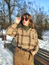 Plaid Shirt Tops Long-Sleeve Office Women Coat Loose Ladies Karsany And