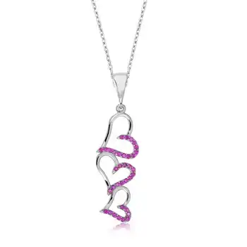

KUTAYDAN 925 Sterling Silver Pink Three Hearted Lady Necklace