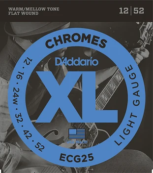 

Ecg25 chromes flat wound string kit for electric guitar, light, 12-52, D'Addario