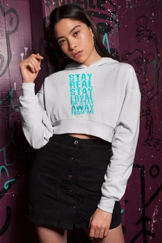 

Angemiel Wear Stay Real Stay Loyal White Short Hooded Sweatshirt