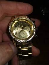 Reloj de lujo con diamantes de Ginebra para Mujer, cronógrafo de cuarzo con tachuelas de acero y tres ojos, a la moda