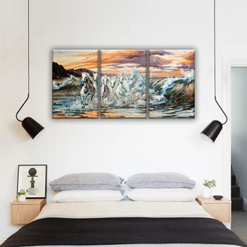 

Horse pattern, horse painting. Modular painting on canvas 3 module, triptych. The Picture in the bedroom, hall, living room, kitchen