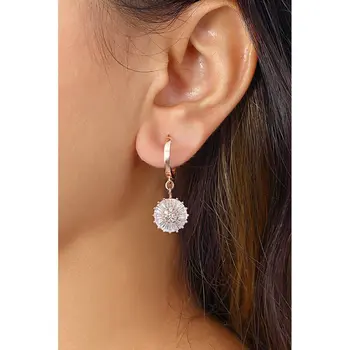 

Newdesign 925 Sterling Silver Earrings Circle Jewelry For Women Rose Gold Plated With Zircon Drop Earrings