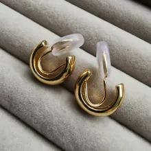 Pendientes de aro con Clip en forma de C para mujer, aretes minimalistas dorados Vintage, bonitos, sin perforaciones, regalo de joyería 2020