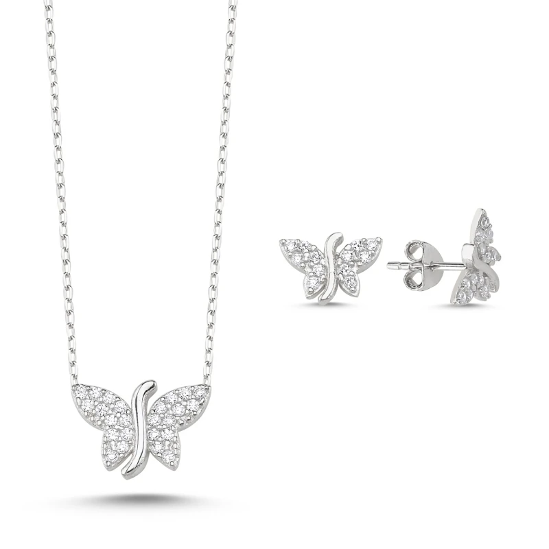 

Silver 925 Sterling Zircon Cubic Zirconia Butterfly Set