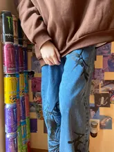 SHENGPALAE-pantalones vaqueros de pierna ancha para mujer, Jeans holgados informales con estampado de Hip-hop para verano, 2021