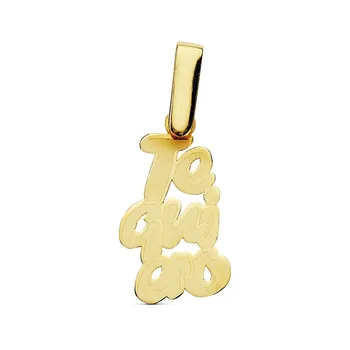 

18k gold pendant cubic zirconia I LOVE YOU 17mm. [AB1761]