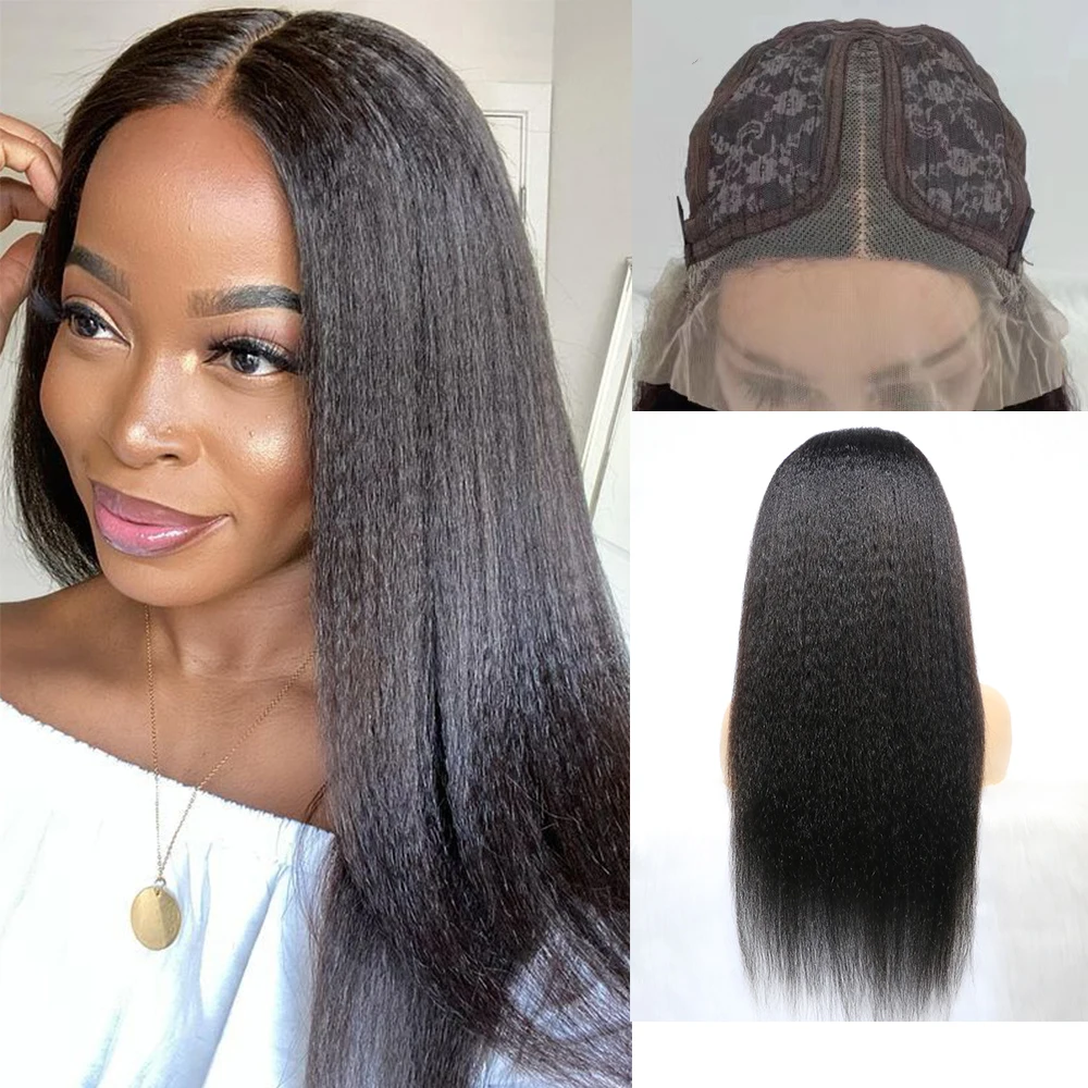 

Bob Kinky Straight 13x4x1 Lace Front Wigs Pre Plucked Yaki Brazilian Remy Frontal T Part Lace Human Hair Wigs For Black Woman