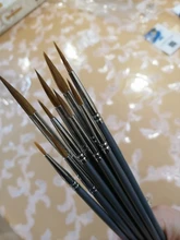 9 Uds pelo de comadreja de libro de línea cepillo pintura óleo Guache pintura línea de gancho pluma durable de plata fina de pluma de arte