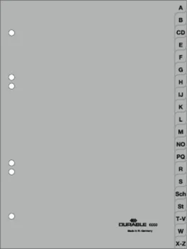 

Letter separator A-Z, with tabulators in 20 sections, A5 Gray
