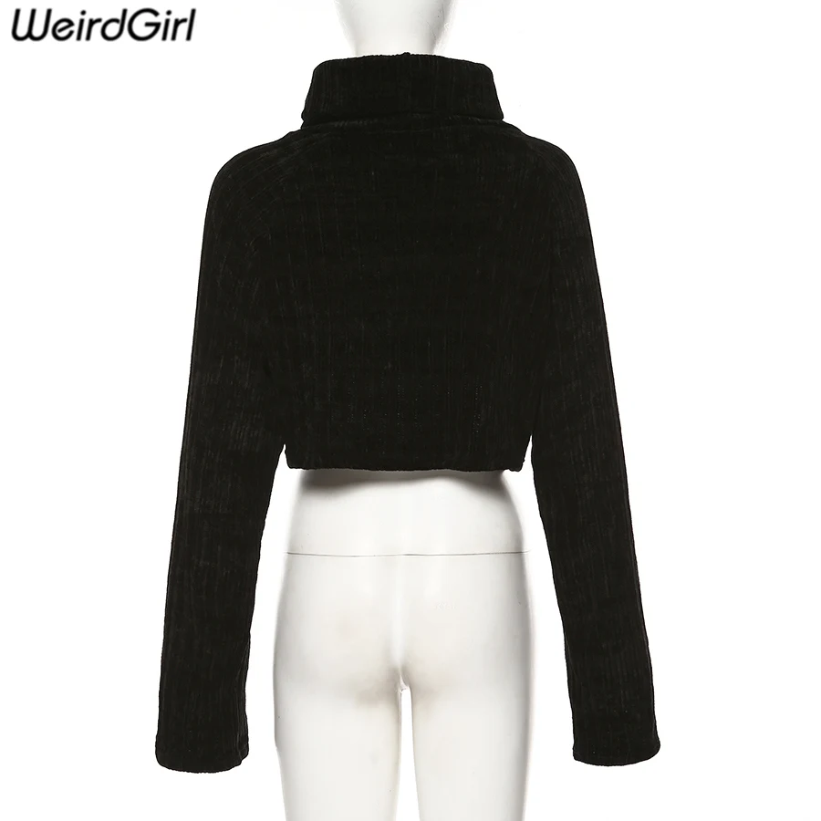 Weirdgirl Повседневный вязаный свитер эластичный Женский Уличная Водолазка пуловер свободное плотное пальто осенне-зимнее теплое пальто
