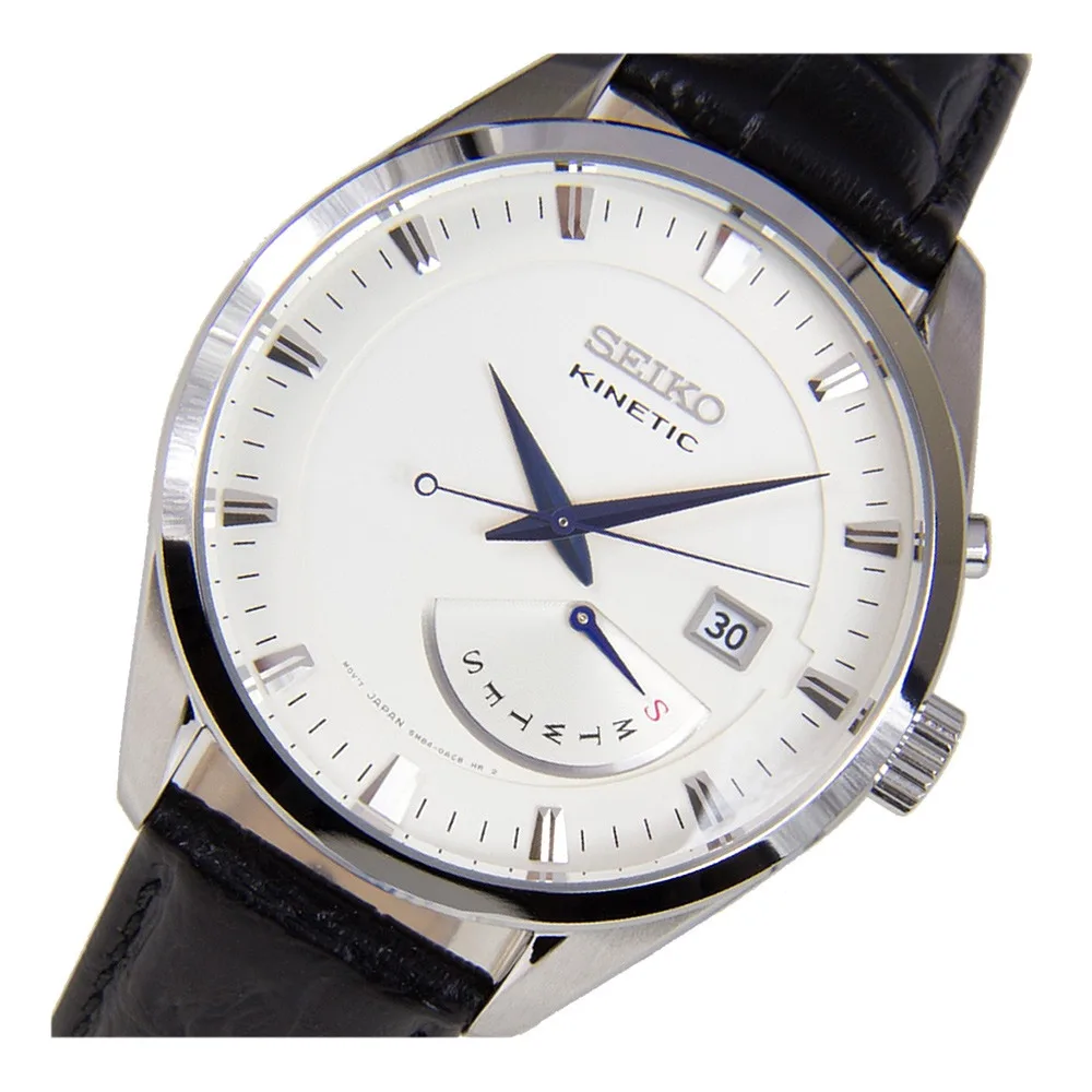 Seiko Kinetic SRN071P1 automatic men's watch beige dial 43mm leather strap  100m water resist automatic men's watch beige dial|Quartz Watches| -  AliExpress