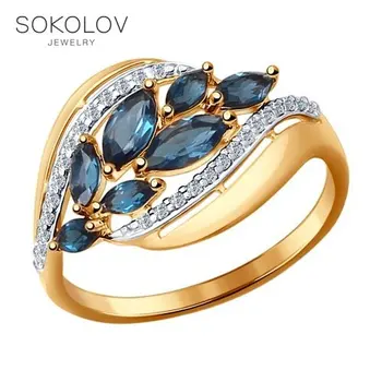 

SOKOLOV ring gold with Topaz and cubic zirkonia, fashion jewelry, 585, women's male