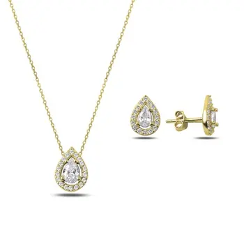 

Angemiel 925 Silver Zircon Stone Set-Gold Plated