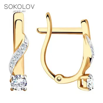 

SOKOLOV drop earrings with stones of gold with cubic zirconia fashion jewelry 585 women's male, long earrings