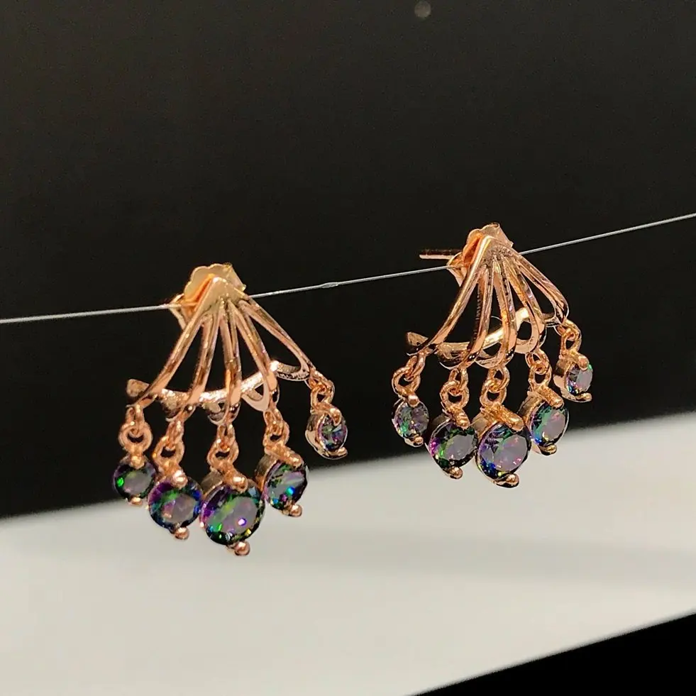 

Mystic Topaz Stone Dangle New Style Silver Earrings