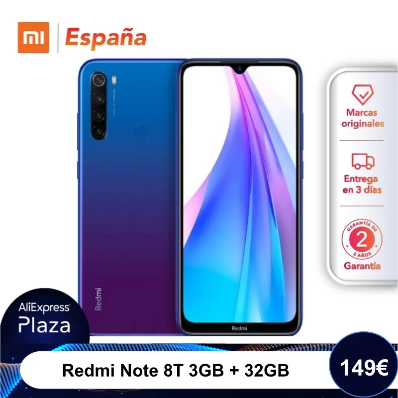  Xiaomi Redmi Note 8T (32GB ROM 3GB RAM 13MP Frontal Cámara Batería de 4000 mAh Android Nuevo Libre)