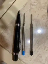 Mini Bolígrafo De metal de lujo con 2 recambios, bolígrafo portátil de 0,7mm con tinta azul y negra