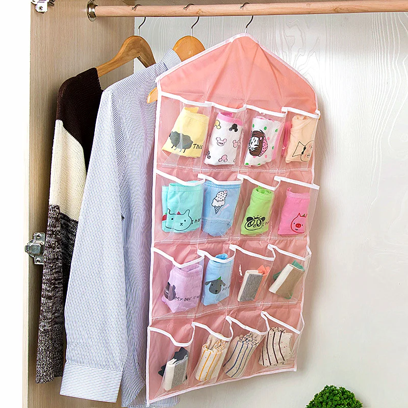 

1 Pc Transparent Storage Hanging Bag For Underwear Bra Socks Multi-function Waterproof Wardrobe Organizer Household Organization