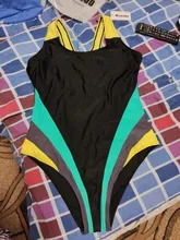 Competition Swimwear Bathing-Suits Patchwork Riseado Racerback Sports Women 