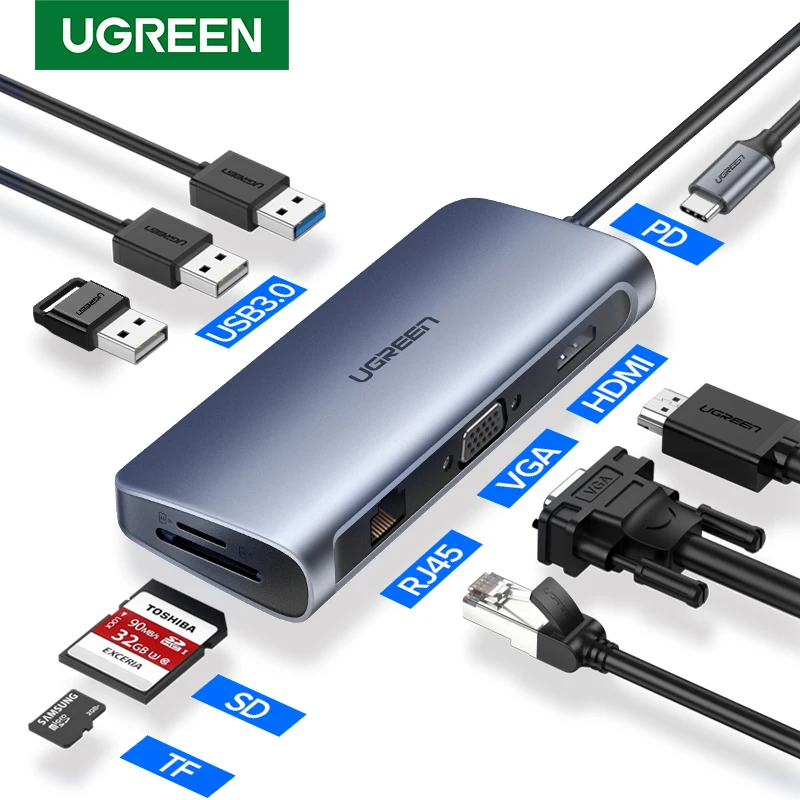 UGREEN-Adaptador de concentrador Thunderbolt 3, adaptador USB tipo C HDMI para MacBook, Samsung Dex Galaxy S10/S9, de USB-C, Thunderbolt HDMI -