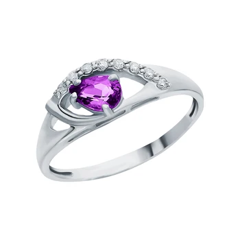 

Silver ring with amethyst and cubic zirconia sunlight sample 925