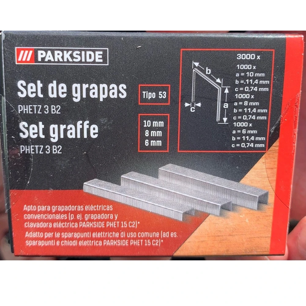 parásito Unir Educación moral Grapas para grapadora electrica parkside PHET15, 3000 unidades de 6, 8 y  10mm acero galvanizado grapas clavar|Piezas para herramientas| - AliExpress