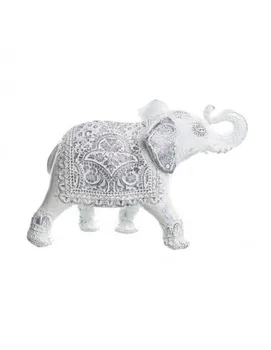 

ELEPHANT FIGURE WHITE SILVER POLYRESIN 21X6,50X15 CM