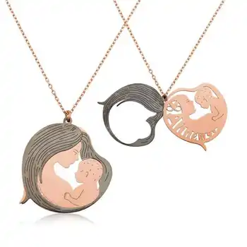 

KUTAYDAN 925 Sterling Silver Mother and Baby Pendant