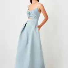 Trendyol приталенное вечернее платье с низким вырезом TPRSS19VF0041