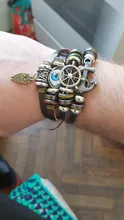 Pulsera Vintage de cuero Natural para hombre y mujer, turquesas naturales trenzadas hechas a mano, cuerda de ojo malvado, brazalete con abalorios, joyería