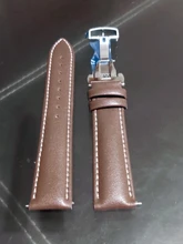 Correa de reloj de piel de ternero auténtica lisa, correa de reloj de negocios de 18mm, 20mm, 22mm y 24mm con hebilla de mariposa automática sólida