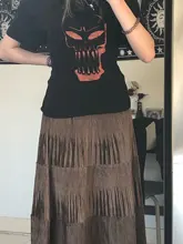 OHRYIYIE-Falda plisada de terciopelo para mujer, falda larga Vintage de Color liso, elegante, de cintura alta, para Otoño e Invierno