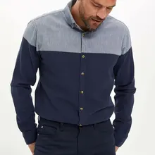 Дефакто Мужская Shirt-L0693AZ19WN с длинным рукавом