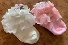 Calcetines de encaje con lazos con flor para bebé, recién nacido, Princesa, algodón, novedad, primavera y otoño