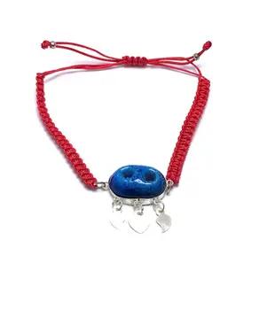 

Women's Red Corded Silver Syriac High Quality Bracelet