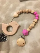 Mordedor de madera orgánico para bebé, mordedor en forma de Animal Natural, juguete de dentición, cuentas de silicona, regalo para bebé recién nacido, 2 uds.