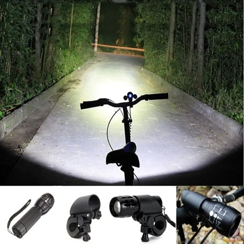 

3 Mode Bike Light LED Flashlight Bracket Waterproof 3W 300 Lumens Bicycle Light cycling Front Lamp Telescopic Focusing Zoom
